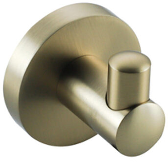 FortiFura Calvi Handdoekhaak - enkel - rond - met rozet - Geborsteld Messing PVD (Goud) SW639937 Messing geborsteld (goud)
