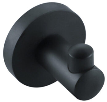 FortiFura Calvi Handdoekhaak - enkel - rond - met rozet - mat zwart SW639932 Zwart mat