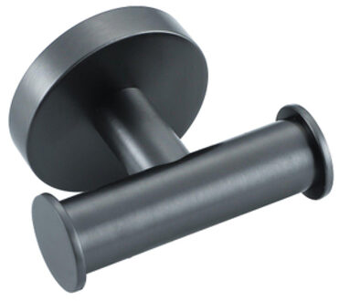 FortiFura Calvi Handdoekhaak - rond - dubbel - Geborsteld Gunmetal PVD Double_Towelhook_GM Gunmetal geborsteld (antraciet)