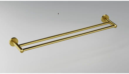 FortiFura Calvi Handdoekhouder - dubbel - rond - Geborsteld Messing PVD (Goud) SW639939 Messing geborsteld (goud)