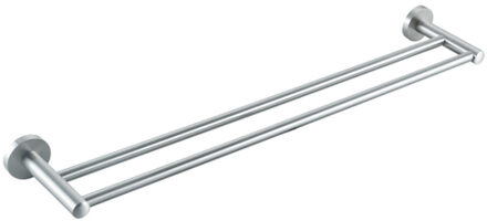 FortiFura Calvi Handdoekhouder - dubbel - rond - Geborsteld RVS PVD (RVS) SW639929 RVS geborsteld