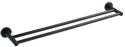 FortiFura Calvi Handdoekhouder - dubbel - rond - Mat Zwart SW639934 Zwart mat