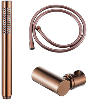 FortiFura Calvi Handdoucheset - 22.5cm - staaf - met houder - gladde slang - 150cm - geborsteld koper PVD SW970046/SW970044/SW799407 Koper geborsteld