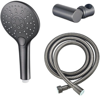 FortiFura Calvi Handdoucheset - Ø12 - rond - 3 straalsoorten - met houder - met anti twist slang - 150cm - Geborsteld Gunmetal PVD SW799451/SW720568/SW706207 Gunmetal geborsteld (antraciet)