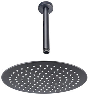 FortiFura Calvi Hoofddouche - 25cm - rond - plafondarm 20cm - Geborsteld Gunmetal PVD pvd SW720556/SW720558 Gunmetal geborsteld (antraciet)