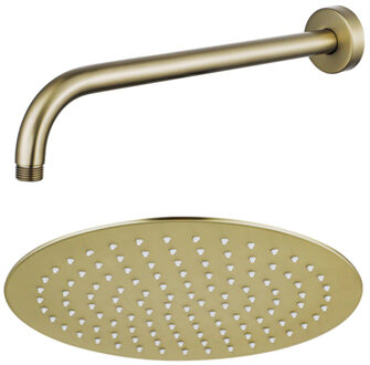 FortiFura Calvi Hoofddouche - 25cm - rond - wandarm 35cm - Geborsteld Messing PVD (Goud) SW720555/SW720562 Messing geborsteld (goud)