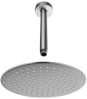 FortiFura Calvi Hoofddouche - 30cm - rond - plafondarm 20cm - Geborsteld RVS PVD (RVS) SW1139121/SW377868 RVS geborsteld