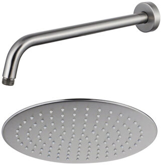 FortiFura Calvi Hoofddouche - 30cm - rond - wandarm 35cm - Geborsteld RVS PVD (RVS) SW1139121/SW720561 RVS geborsteld
