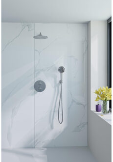 FortiFura Calvi Inbouw Regendoucheset - rond - thermostatisch - wandarm - 25cm hoofddouche - ronde handdouche - gladde slang - chroom SW496814/SW542643/SW706209/SW720552/SW720559/SW721