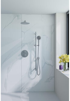 FortiFura Calvi Inbouw Regendoucheset - rond - thermostatisch - wandarm - glijstang - 25cm hoofddouche - ronde handdouche - metalen slang - Geborsteld RVS PVD (RVS) SW1183045/SW706208/SW720554/SW720561/SW1159493/SW1 RVS geborsteld