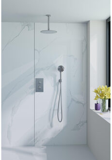 FortiFura Calvi Inbouw Regendoucheset - thermostatisch - plafondarm - 25cm hoofddouche - ronde handdouche - gladde doucheslang - Chroom SW706209/SW720552/SW496814/SW377830/SW542643/SW721