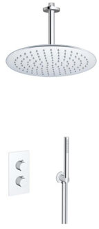 FortiFura Calvi Inbouw Regendoucheset - thermostatisch - plafondarm - 30cm hoofddouche - staaf handdouche - metalen doucheslang - chroom SW721166/SW377830/SW1139119/SW542643/SW767373/SW49