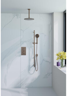 FortiFura Calvi Inbouw Regendoucheset - thermostatisch - plafondarm - glijstang - 25cm hoofddouche - ronde handdouche - gladde doucheslang - Geborsteld koper PVD (Koper) SW970042/SW970041/SW1159496/SW799407/SW970053/SW11 Koper geborsteld