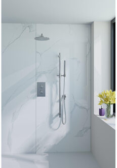 FortiFura Calvi Inbouw Regendoucheset - thermostatisch - wandarm - glijstang - 25cm hoofddouche - staaf handdouche - gladde doucheslang - chroom SW720559/SW720552/SW721166/SW706209/SW767487/SW118