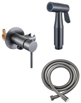 FortiFura Calvi Mengkraan Bidetset - handdouchehouder -100cm doucheslang - bidet handdouche - gunmetal SW1236932/SW1212633/SW970019 Gunmetal (antraciet)