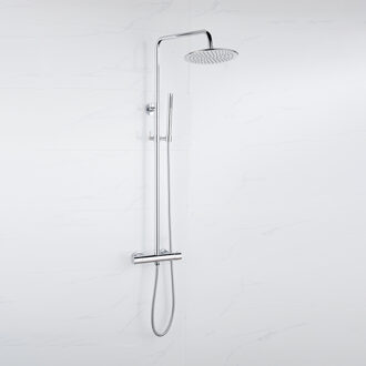 FortiFura Calvi Regendoucheset - thermostatisch - 30cm hoofddouche - metalen slang - staaf handdouche - chroom SW1159497 SW1139119