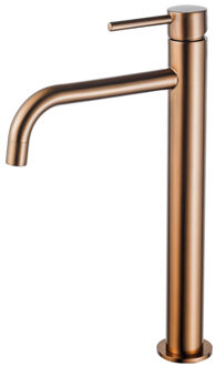 FortiFura Calvi Slim Wastafelkraan - 32cm - verhoogd - opbouw - Geborsteld koper PVD (Koper) SW970030 Koper geborsteld