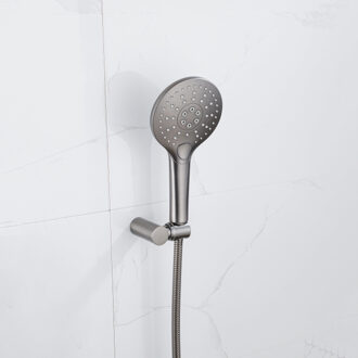 FortiFura Calvi Thermostatische badkraan met ronde handdouche, handdouchehouder en metalen doucheslang Geborsteld Gunmetal PVD SW799451/SW720568/SW720225/SW706207 Gunmetal geborsteld (antraciet)