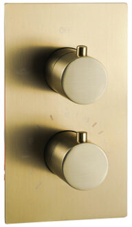 FortiFura Calvi Thermostatische Inbouwkraan - met inbouwdeel - Geborsteld Messing PVD (Goud) SW1159494 Messing geborsteld (goud)