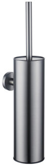 FortiFura Calvi toiletborstelhouder - gesloten model - wand - rond - Geborsteld Gunmetal PVD SW1111545 Gunmetal geborsteld (antraciet)