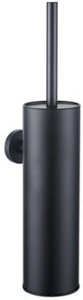 FortiFura Calvi toiletborstelhouder - gesloten model - wand - rond - mat zwart SW1111541 Zwart mat