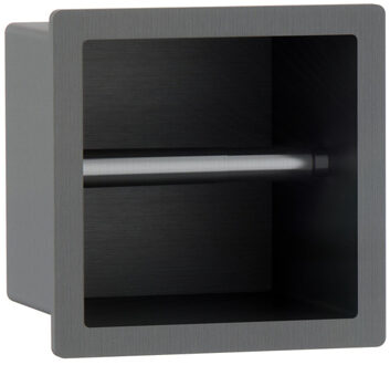 FortiFura Calvi Toiletrolhouder - inbouw - 17.3x17.3x15.3cm - Geborsteld Gunmetal PVD SW1126063 Gunmetal geborsteld (antraciet)