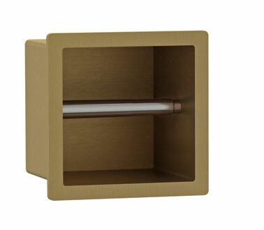 FortiFura Calvi Toiletrolhouder - inbouw - 17.3x17.3x15.3cm - Geborsteld Messing PVD (Goud) SW1126060 Messing geborsteld (goud)