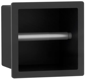 FortiFura Calvi Toiletrolhouder - inbouw - 17.3x17.3x15.3cm - Mat zwart SW1126058 Zwart mat