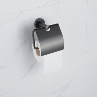 FortiFura Calvi - toiletrolhouder - met klep - Geborsteld Gunmetal PVD SW1183147 Gunmetal geborsteld (antraciet)