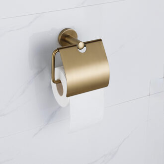 FortiFura Calvi - toiletrolhouder - met klep - Geborsteld Messing PVD (Goud) SW1183146 Messing geborsteld (goud)