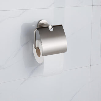 FortiFura Calvi - toiletrolhouder - met klep - Geborsteld RVS PVD (RVS) SW1183145 RVS geborsteld