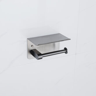 FortiFura Calvi - toiletrolhouder - met plateau - Geborsteld Gunmetal PVD SW1183052 Gunmetal geborsteld (antraciet)