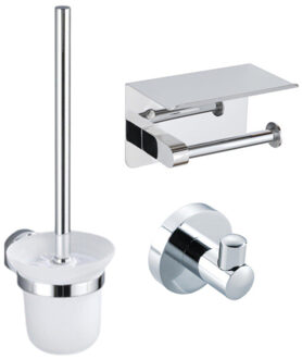 FortiFura Calvi Toiletset- toiletrolhouder- toiletborstel - handoekhaak - chroom SW639922/SW639924/SW1183056