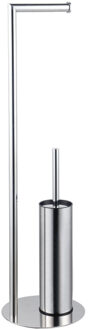 FortiFura Calvi vrijstaande toiletrolhouder met toiletborstel - chroom SW1189057