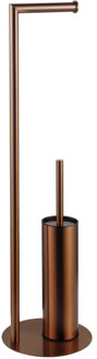 FortiFura Calvi vrijstaande toiletrolhouder met toiletborstel - Geborsteld koper PVD (Koper) SW1189062 Koper geborsteld