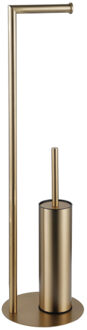 FortiFura Calvi vrijstaande toiletrolhouder met toiletborstel - Geborsteld Messing PVD (Goud) SW1189060 Messing geborsteld (goud)