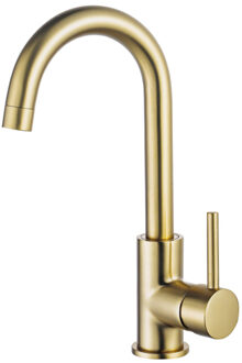 FortiFura Calvi wastafelkraan - hoog - draaibare uitloop - Geborsteld Messing PVD (Goud) SW809349 Messing geborsteld (goud)