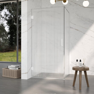 FortiFura Galeria Douchecabine - 100x80x200cm - scharnieren - deurgreep - stabilisatiestang - helder geribbeld - veiligheidsglas - mat wit SW1208822/SW1122562/SW797906/SW797952 Wit mat
