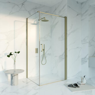 FortiFura Galeria Douchecabine - 100x90x200 - Profiel - veiligheidsglas - anti kalk - Geborsteld Messing PVD (Goud) SW1122493 SW797926 SW797910 Messing geborsteld (goud)