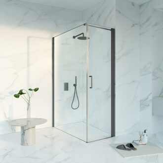 FortiFura Galeria Douchecabine - 60x140x200 - Profiel veiligheidsglas - anti kalk - geborsteld gunmetal PVD SW1122471/SW797916/SW797907 Gunmetal geborsteld (antraciet)