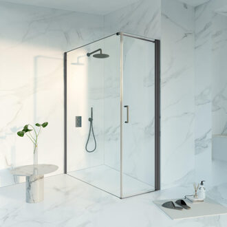 FortiFura Galeria Douchecabine - 60x160x200 - Profiel veiligheidsglas - anti kalk - geborsteld gunmetal PVD SW1122471/SW797918/SW797907 Gunmetal geborsteld (antraciet)