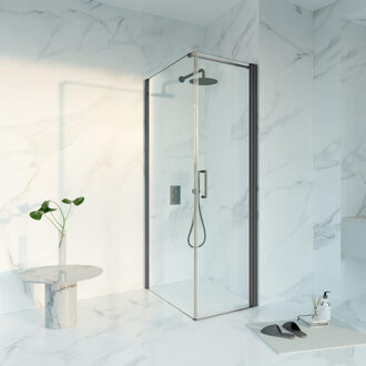 FortiFura Galeria Douchecabine - 60x90x200 - Profiel veiligheidsglas - anti kalk - geborsteld gunmetal PVD SW1122471/SW797926/SW797907 Gunmetal geborsteld (antraciet)