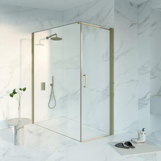 FortiFura Galeria Douchecabine - 70x180x200 - Profiel veiligheidsglas - anti kalk - Geborsteld Messing PVD (Goud) SW1122476/SW797920/SW797910 Messing geborsteld (goud)