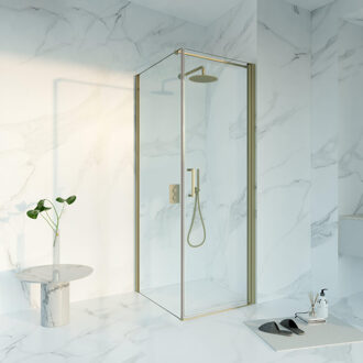 FortiFura Galeria Douchecabine - 70x80x200 - Profiel veiligheidsglas - anti kalk - Geborsteld Messing PVD (Goud) SW1122476/SW797914/SW797910 Messing geborsteld (goud)