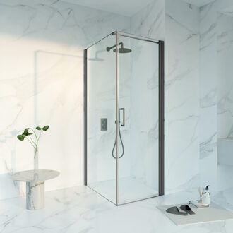 FortiFura Galeria Douchecabine - 70x90x200 - Profiel veiligheidsglas - anti kalk - Geborsteld Gunmetal PVD SW1122477/SW797926/SW797907 Gunmetal geborsteld (antraciet)