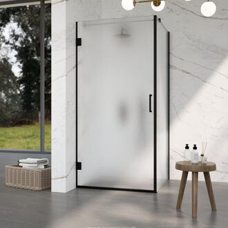 FortiFura Galeria Douchecabine - 80x140x200cm - scharnieren - deurgreep - vlak - gesatineerd veiligheidsglas - Geborsteld gunmetal PVD (Antraciet) SW1122552/SW1122563/SW797907/SW797937 Gunmetal geborsteld (antraciet)