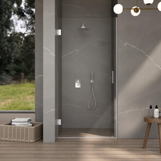 FortiFura Galeria Douchedeur - 100x200cm - scharnieren - deurgreep - vlak - helder veiligheidsglas - Chroom SW1122549/SW1122560