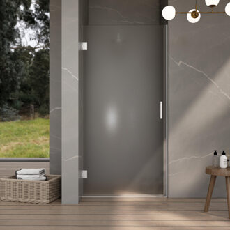 FortiFura Galeria Douchedeur - 60x200cm - scharnieren - deurgreep - vlak - gesatineerd veiligheidsglas - Geborsteld RVS SW1122550/SW1122566 RVS geborsteld