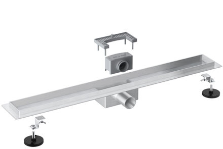 FortiFura Galeria Douchegoot - 120cm - zonder rooster - vloerflens - Geborsteld RVS PVD (RVS) YZ-A120-Basic-drain RVS geborsteld