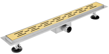 FortiFura Galeria douchegoot - 160cm - met vloerflens - met rooster - Geborsteld Messing PVD (Goud) Messing geborsteld (goud)